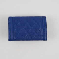 Chanel Boy Card Wallet Blue Caviar