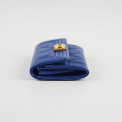 Chanel Boy Card Wallet Blue Caviar
