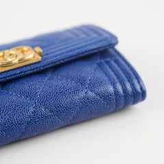 Chanel Boy Card Wallet Blue Caviar