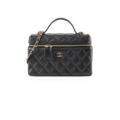 Chanel 25C Caviar Vanity Clutch with Chain Black