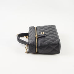 Chanel 25C Caviar Vanity Clutch with Chain Black