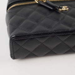Chanel 25C Caviar Vanity Clutch with Chain Black