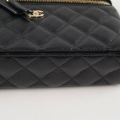 Chanel 25C Caviar Vanity Clutch with Chain Black