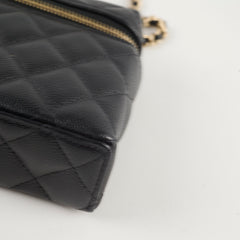 Chanel 25C Caviar Vanity Clutch with Chain Black