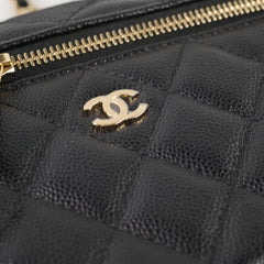 Chanel 25C Caviar Vanity Clutch with Chain Black