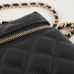 Chanel 25C Caviar Vanity Clutch with Chain Black
