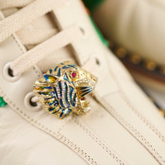 Gucci Web Stripe Bowiling Shoes Cream Size 38