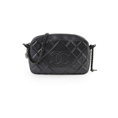 Chanel Quilted Lambskin Mettallic Camera Bag Silver