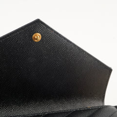 Saint Laurent Cassandre Matelasse Envelope Black Wallet on Chain