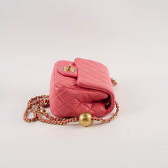 Chanel Pearl Crush Mini Square Crossbody Bag Coral