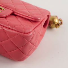 Chanel Pearl Crush Mini Square Crossbody Bag Coral