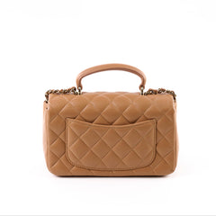 Chanel Mini Rectangular Top Handle Dark Beige Microchip