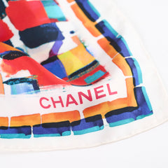 Chanel Aquarel Printed Multicolor Silk Scarf
