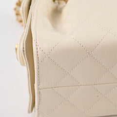 Chanel 25 Mini White Caviar