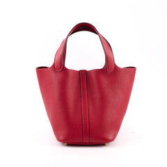 Hermes Picotin 18 Clemence Rouge Casaque C Stamp