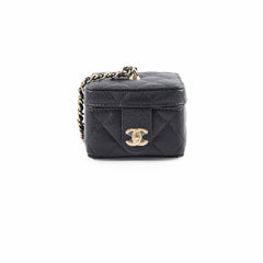 Chanel vanity quilted caviar mini bag chain black (microchipped)