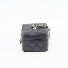 Chanel vanity quilted caviar mini bag chain black (microchipped)