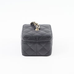 Chanel vanity quilted caviar mini bag chain black (microchipped)