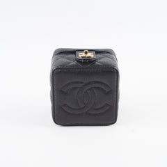Chanel vanity quilted caviar mini bag chain black (microchipped)