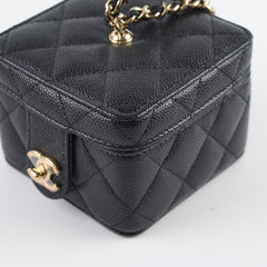 Chanel vanity quilted caviar mini bag chain black (microchipped)