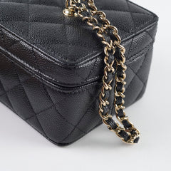 Chanel vanity quilted caviar mini bag chain black (microchipped)