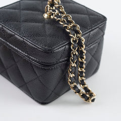 Chanel vanity quilted caviar mini bag chain black (microchipped)