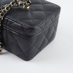 Chanel vanity quilted caviar mini bag chain black (microchipped)