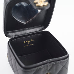 Chanel vanity quilted caviar mini bag chain black (microchipped)