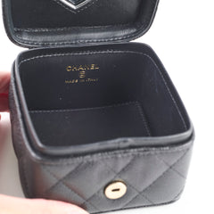 Chanel vanity quilted caviar mini bag chain black (microchipped)