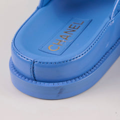 Chanel Lambskin Quilted Dad Sandals Blue Size 39C