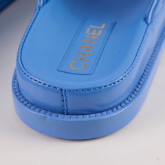 Chanel Lambskin Quilted Dad Sandals Blue Size 39C