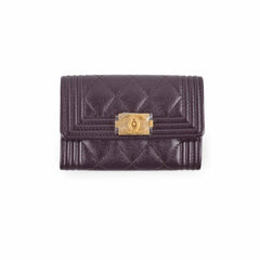 Chanel Boy Small Flap Burgundy Caviar Wallet
