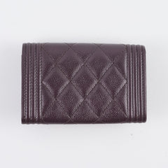 Chanel Boy Small Flap Burgundy Caviar Wallet