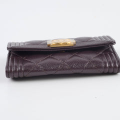 Chanel Boy Small Flap Burgundy Caviar Wallet