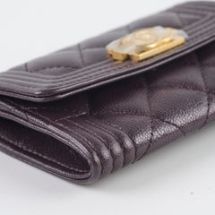 Chanel Boy Small Flap Burgundy Caviar Wallet