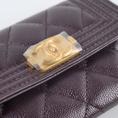 Chanel Boy Small Flap Burgundy Caviar Wallet