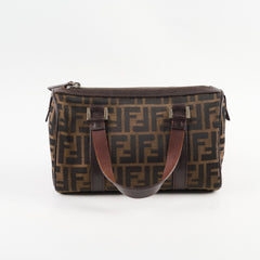 Fendi Mini Boston Canvas Bag Brown