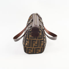 Fendi Mini Boston Canvas Bag Brown