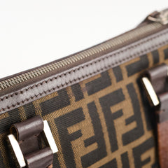 Fendi Mini Boston Canvas Bag Brown