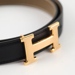 Hermes Constance Reversible Belt Size 75cm Black/Etoupe