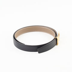 Hermes Constance Reversible Belt Size 75cm Black/Etoupe