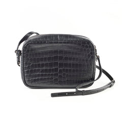 Saint Laurent Crocodile- Embossed Calfskin Lou Camera Black