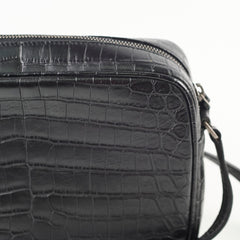 Saint Laurent Crocodile- Embossed Calfskin Lou Camera Black