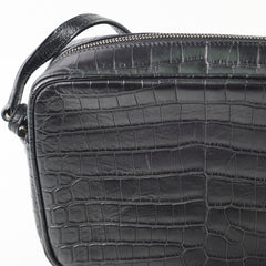 Saint Laurent Crocodile- Embossed Calfskin Lou Camera Black