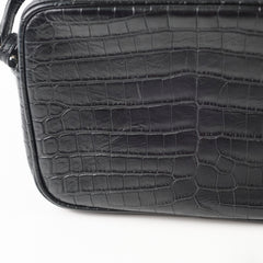 Saint Laurent Crocodile- Embossed Calfskin Lou Camera Black