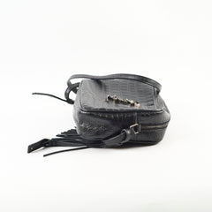Saint Laurent Crocodile- Embossed Calfskin Lou Camera Black