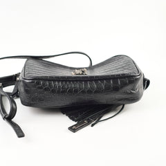 Saint Laurent Crocodile- Embossed Calfskin Lou Camera Black