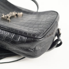 Saint Laurent Crocodile- Embossed Calfskin Lou Camera Black