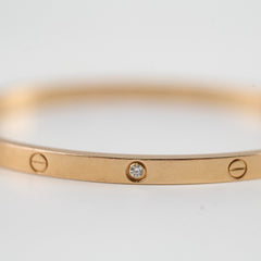 Cartier 6 Diamond Love Bracelet Pink Gold Size 16