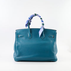 Hermes Birkin 35 Clemence Blue Jean - Stamp O Square